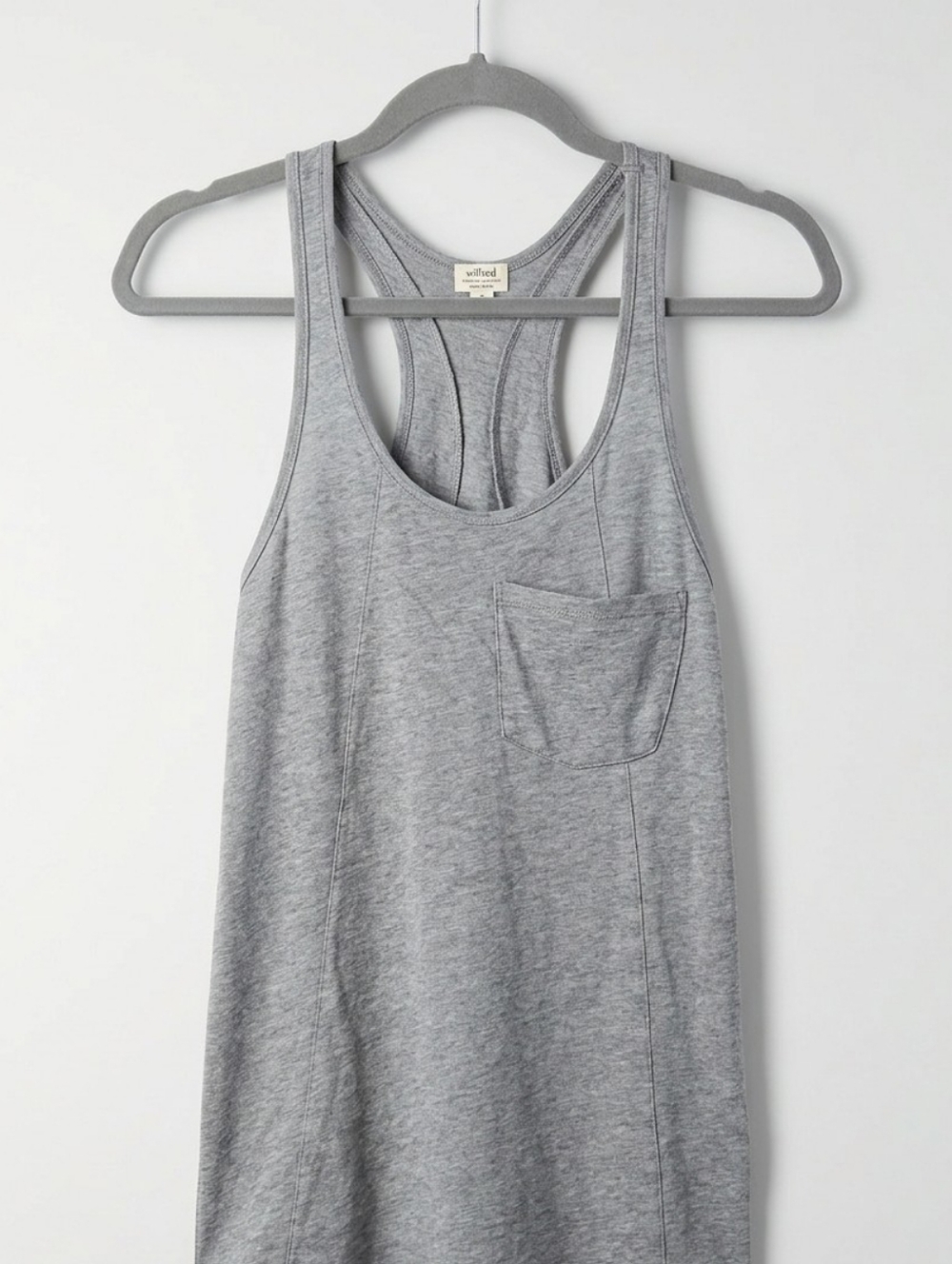 Wilfred Aritzia Grey Pima Cotton Racerback Pocket Tank XXS